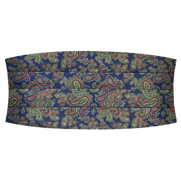 Farbenfroher HELLBLAUER Kummerbund aus Seide mit Paisley-Muster